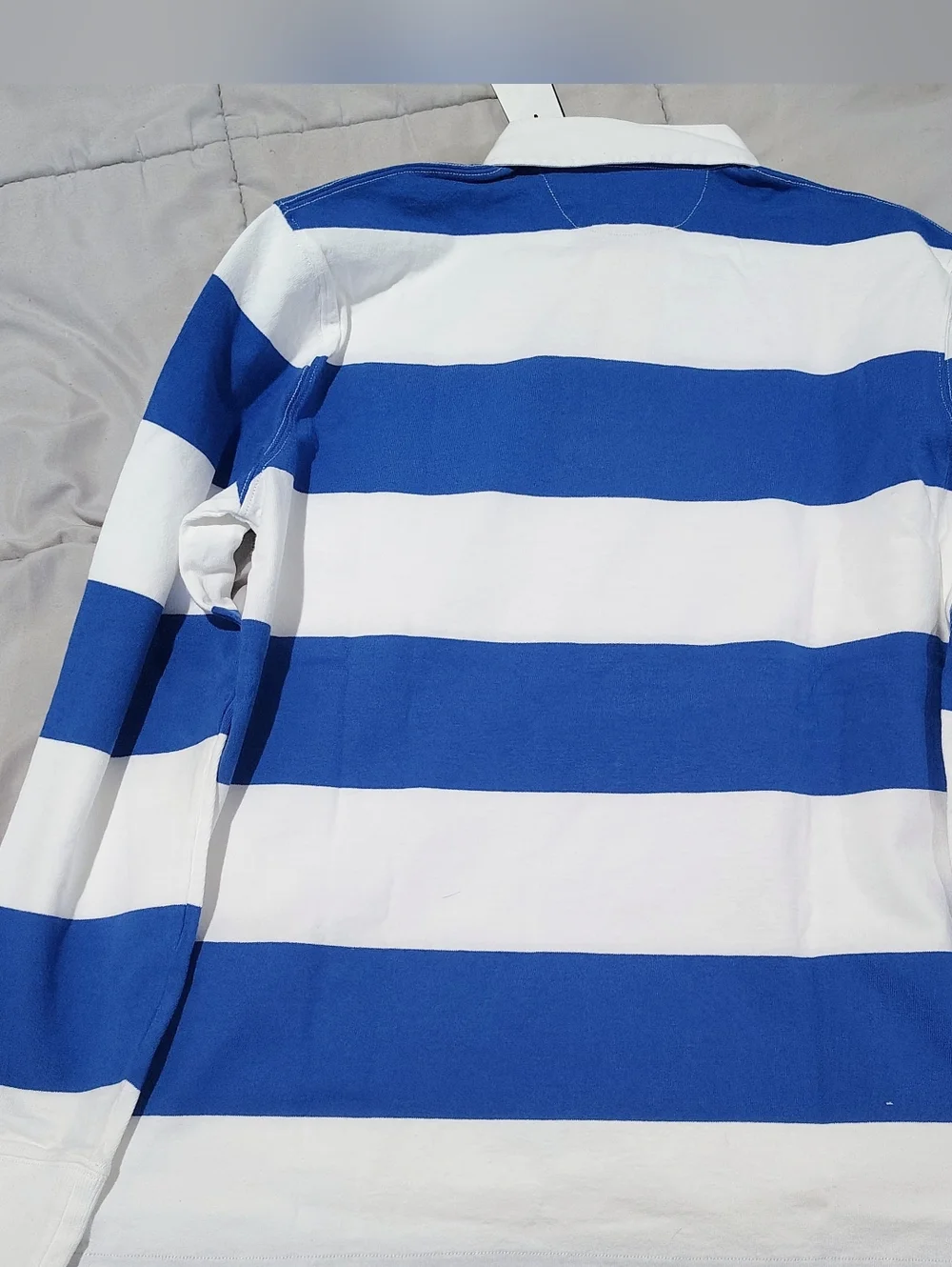 Ralph Lauren Men's Blue and White Striped Rugby Polo Size Medium NWT - Picture 4 of 5